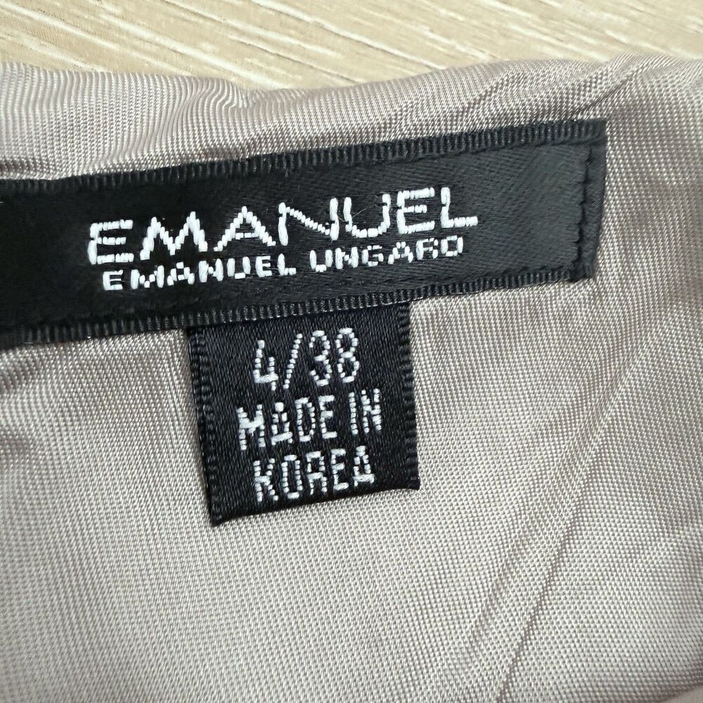 VTG Emanuel Ungaro Laser Cut Wool Skirt 90s Archival Minimalist Career Gray 4 38 - Picture 4 of 12